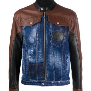 Dsquared2 Leather and Jean Jacket